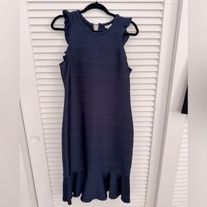 Shoshanna navy blue ruffle hem dress. NWT